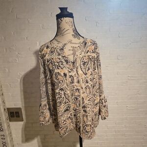 Fever Cream and Black Paisley Blouse